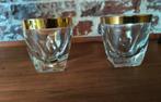 2 Hazel Atlas whisky glazen jaren 60.  Met gouden rand., Antiek en Kunst, Ophalen
