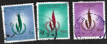 3 Postzegels Internationaal jaar v mensenrechten Congo 1968 beschikbaar voor biedingen