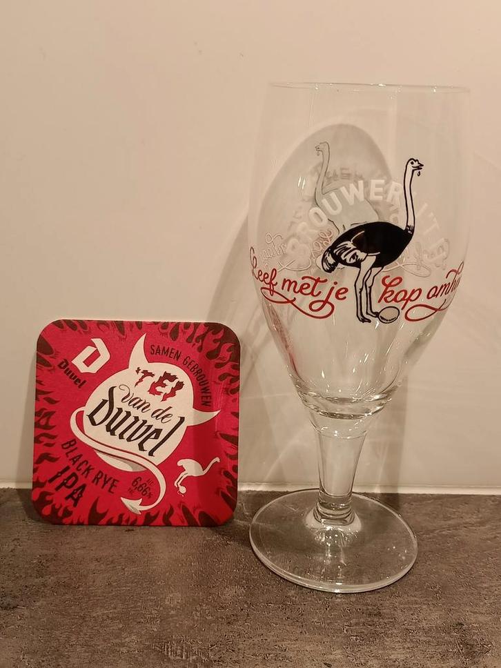 't ei van de duvel viltje met glas van 't ij, Verzamelen, Biermerken, Zo goed als nieuw, Duvel, Ophalen of Verzenden