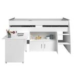 Lit mi-hauteur avec bureau 90x200 – blanc, Ophalen, Zo goed als nieuw