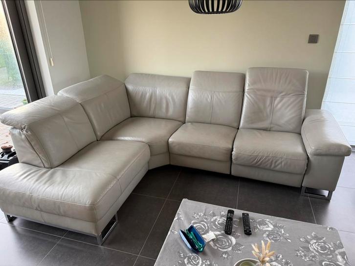 Hoeksalon, zetel, salon leder, Huis en Inrichting, Zetels | Complete zithoeken, Gebruikt, Ophalen