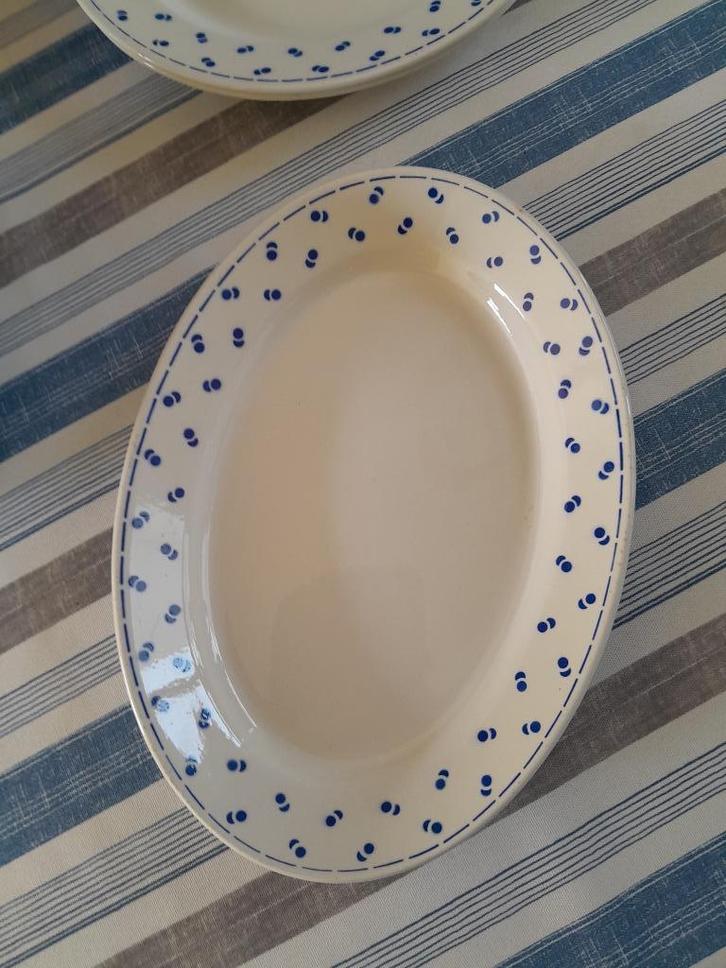 Boch " Double pois " Plat ovale + 1 Saucière Bon État, Antiek en Kunst, Antiek | Keramiek en Aardewerk, Ophalen of Verzenden