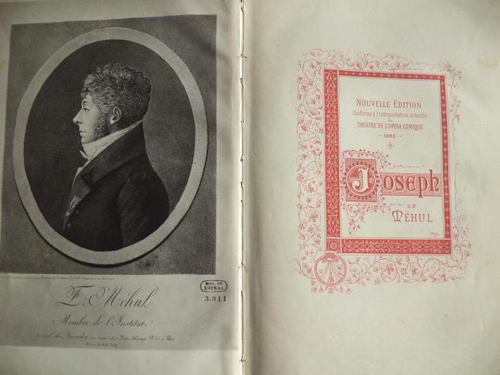 'Joseph' Méhul opéra biblique en trois actes partition chant, Livres, Musique, Enlèvement ou Envoi