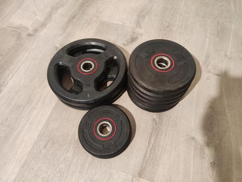 Domyos Rubberen Halterschijven 28MM, Sport en Fitness, Fitnessmaterialen, Zo goed als nieuw, Halterschijven, Armen, Benen, Borst