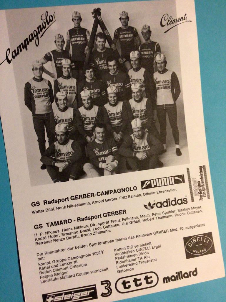 wielerkaart  1979  team gerber campagnolo puma, Verzenden, Zo goed als nieuw