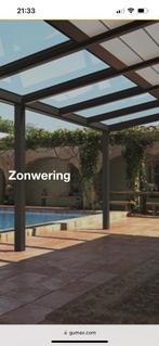 Gumax automatische zonwering 5.06m x 3.5m mat zwart 5 delen, Tuin en Terras, Ophalen, Nieuw, Veranda