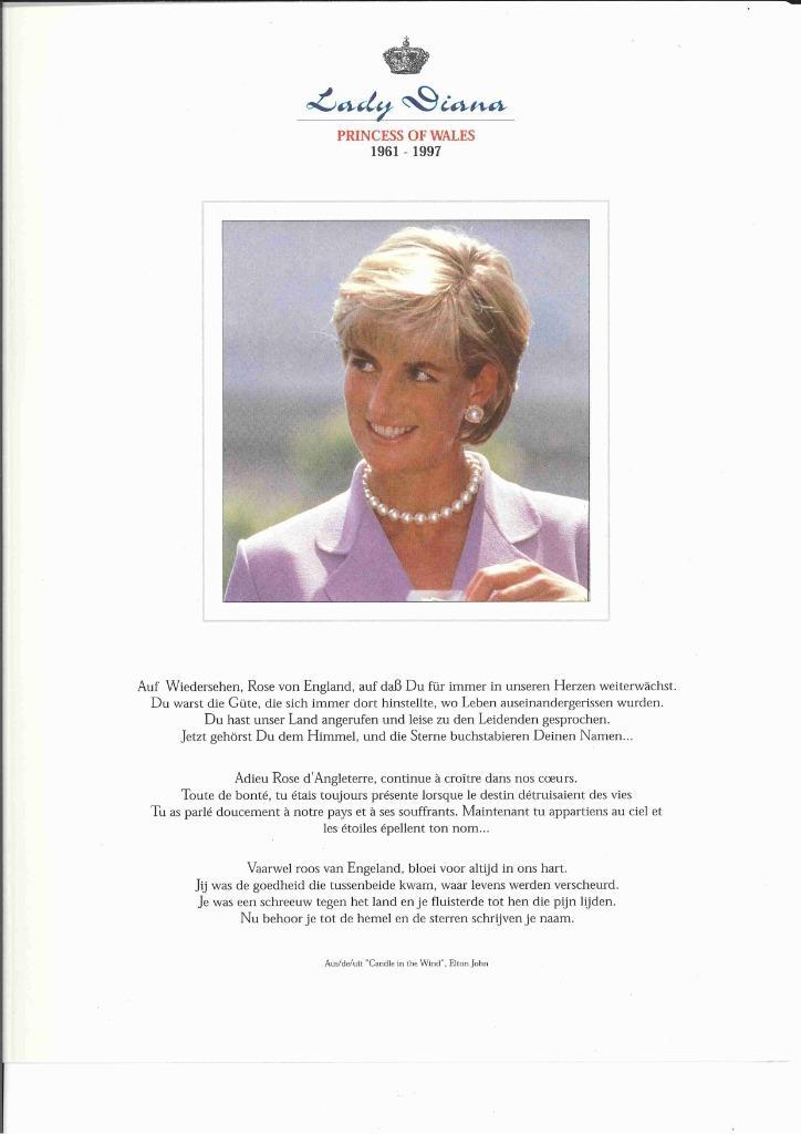 POSTZEGELS PRINSES DIANA, Postzegels en Munten, Postzegels | Thematische zegels, Postfris, Koningshuis, Ophalen