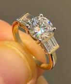Gouden ring met diamanten totaal 2.42crt met certificaat!, Handtassen en Accessoires, Ringen, Geel, Nieuw, Ophalen of Verzenden