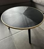 Salontafel rond 60 cm zwart hout met gouden element, Ophalen, Gebruikt, Rond