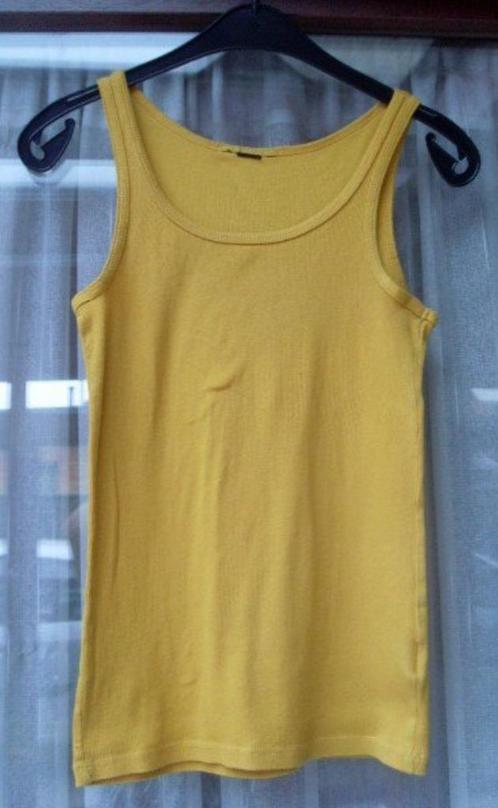 Oker-geel topje van H&M maat S/M, Kleding | Dames, Topjes, Gedragen, Maat 36 (S), Geel, Zonder mouw, Verzenden