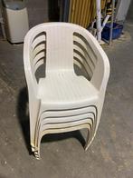 5 tuinstoelen en tafel gratis, Tuin en Terras, Ophalen, Gebruikt, Kunststof, Stapelbaar