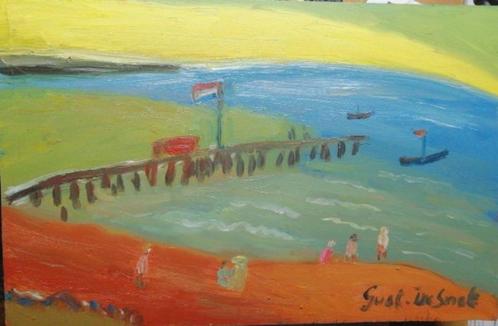 Gustave Franciscus De Smet '' Strand met pier "" olieverf op, Antiek en Kunst, Kunst | Schilderijen | Modern, Verzenden