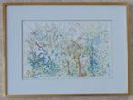 IRENE BATTAILLE / TUINZICHT / ORIGINEEL / 46x61cm / KADER, Antiquités & Art, Enlèvement ou Envoi