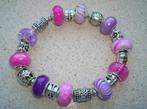 Armband met bedels in paars-roze PSE091 - maat naar wens, Verzenden, Paars, Met bedels of kralen