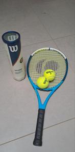 Tennisracket voor kind + drie tennisballen, Sport en Fitness, Tennis, Ophalen, Gebruikt, Racket, Overige merken