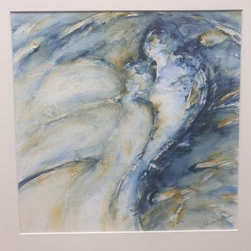 Aquarel A Dupont: 2 vervlochten figuren beschikbaar voor biedingen