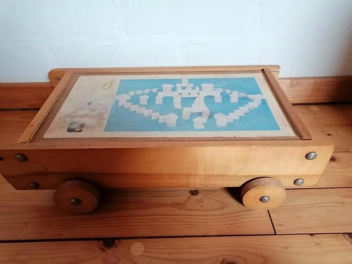 Houten blokkenkar met bouwblokken vintage, Kinderen en Baby's, Speelgoed | Houten speelgoed, Ophalen