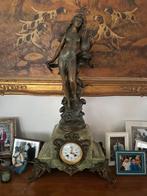 Vintage Antieke Franse onyx- en spelterklok Emile Bruchon, Antiek en Kunst, Antiek | Klokken, Ophalen