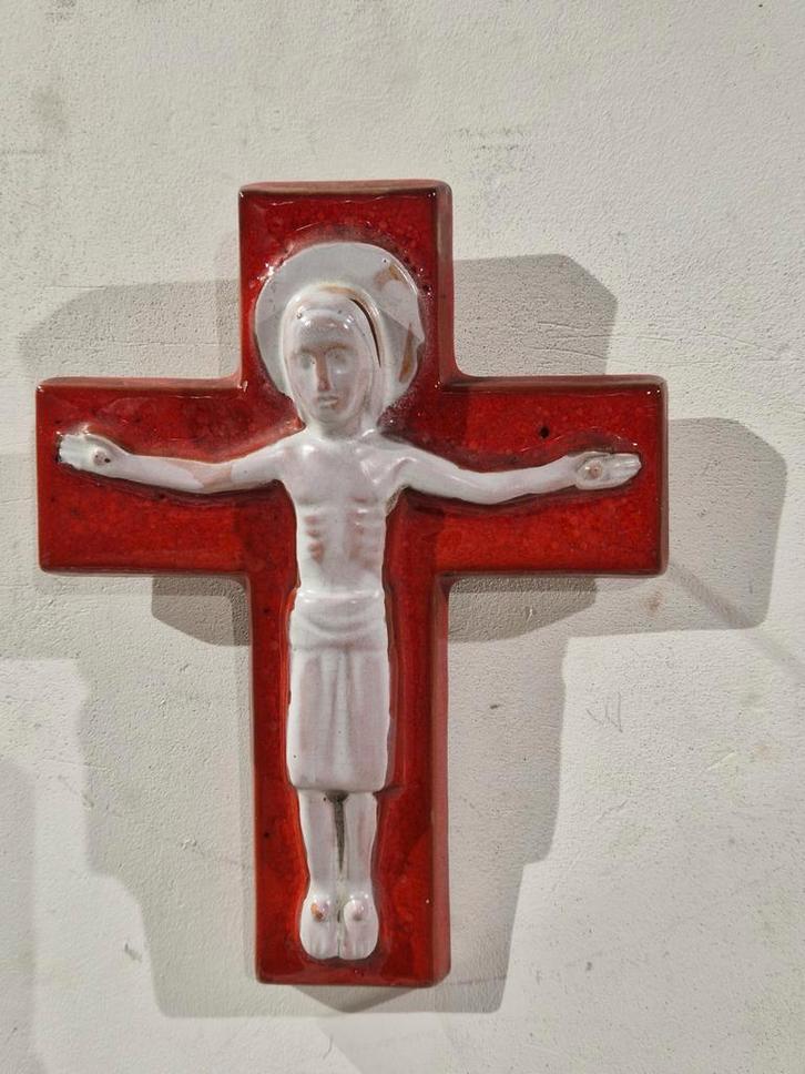 Keramiek kruis , keramisch kruisbeeld, Antiek en Kunst, Antiek | Keramiek en Aardewerk, Ophalen of Verzenden