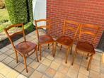 vintage stoelen - met decoratie zitting, Ophalen, Gebruikt, Bruin, Hout