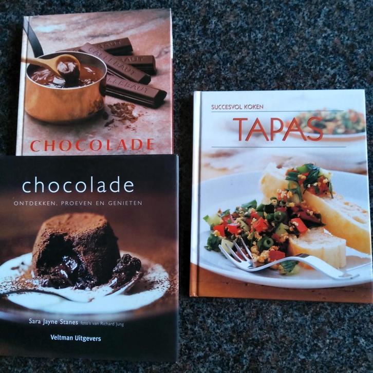 3 receptenboekjes: chocolade en tapas., Boeken, Kookboeken, Zo goed als nieuw, Ophalen of Verzenden