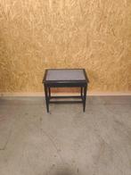 Vintage Opbergkrukje / Bijzettafeltje met Klapdeksel – Zwart, Gebruikt, Vintage, Info@keukiesshop.com, Rechthoekig