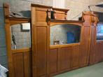 Antieke eiken horeca lambrisering met geslepen spiegels, Antiek en Kunst, Ophalen