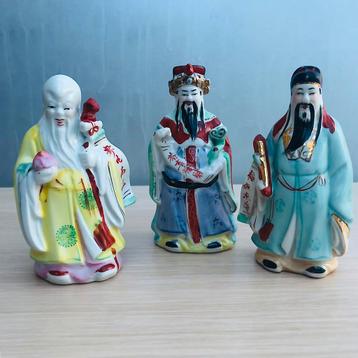 Figurines VINTAGE LU -Fu SHOU -Xing marquées dieux chinois 