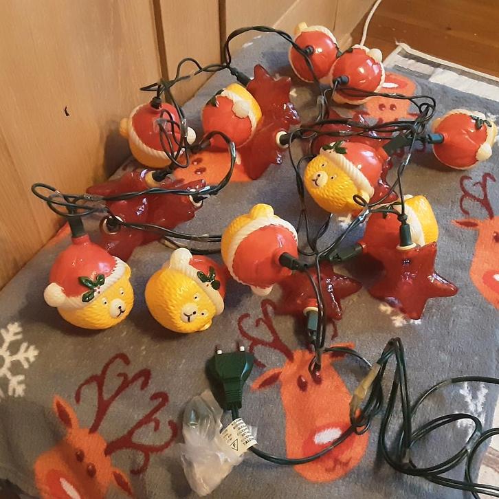 Zeer mooie vintage lange Kerstverlichting beertjes en steren, Antiek en Kunst, Curiosa en Brocante, Ophalen of Verzenden