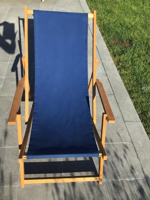 Ligstoel strandstoel, Tuin en Terras, Tuinstoelen, Zo goed als nieuw, Hout, Inklapbaar, Ophalen