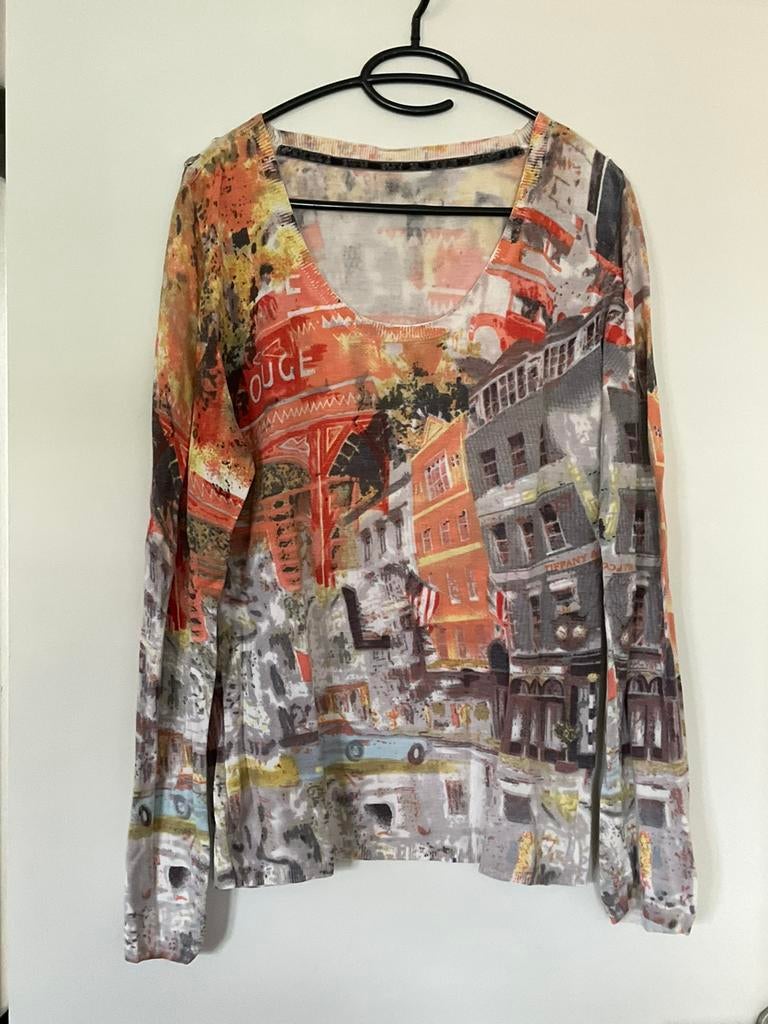 Meerkleurig t shirt, merk Patrice Breal,maat L, Kleding | Dames, T-shirts, Zo goed als nieuw, Maat 42/44 (L), Oranje, Lange mouw