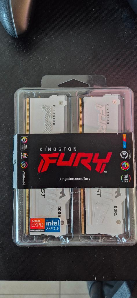 Ram geheuge 64GB (2x32GB) Kingston fury white, Informatique & Logiciels, Mémoire RAM, Comme neuf, Desktop, 64 GB, DDR5, Enlèvement ou Envoi