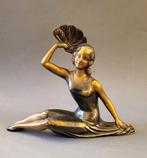 ✔️Art-deco sculptuur "H.Bal” danseres met waaier., Antiek en Kunst, Verzenden