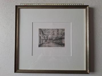 Zeer fijne ets B. De Preter Landschap met oude huizen beschikbaar voor biedingen