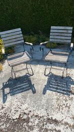 2 tuinstoelen in zwaar metaal en hout, Ophalen, Zo goed als nieuw, Hout