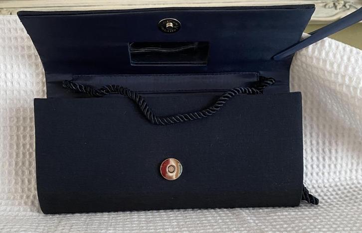 Pochette bleu marine brillant + peigne noir.  Pour cérémonie, Handtassen en Accessoires, Portemonnees, Nieuw, Overige merken, Blauw