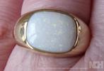 Exclusieve gouden HEREN ring met witte Australische Opaal, Verzenden, Wit, Heer, Nieuw