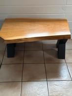 Massieve eiken salontafel – 7 cm dik blad – stalen poten, Enlèvement, Comme neuf