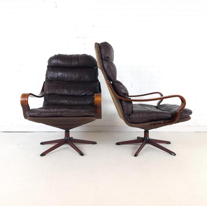 2x vintage draaifauteuil Deens design, Antiek en Kunst, Antiek | Meubels | Stoelen en Sofa's, Ophalen