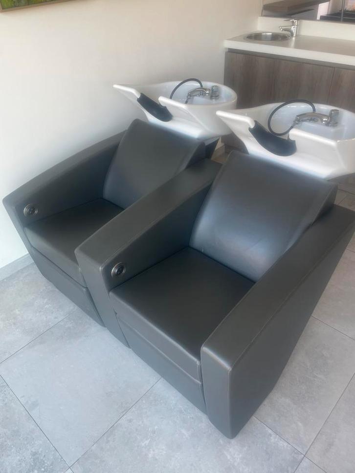 Dubbele wastafels, Huis en Inrichting, Stoelen, Gebruikt, Twee, Grijs, Ophalen