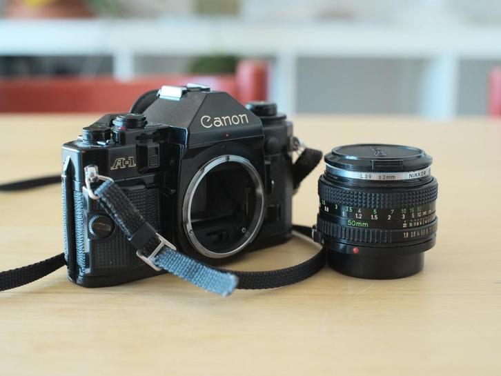 Canon A1 + Canon nFD 50mm F1.8, Audio, Tv en Foto, Fotocamera's Analoog, Gebruikt, Spiegelreflex, Canon, Ophalen of Verzenden
