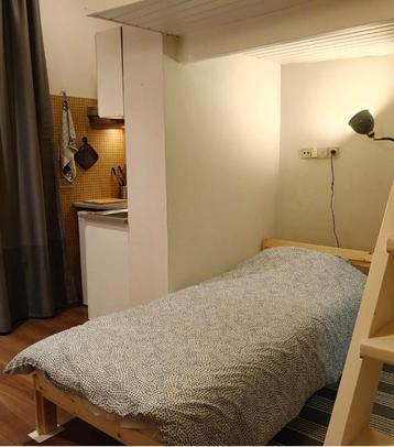 Lit 90200 cm + sommier à lattes + matelas, 90 cm, Beige, Enlèvement, 200 cm