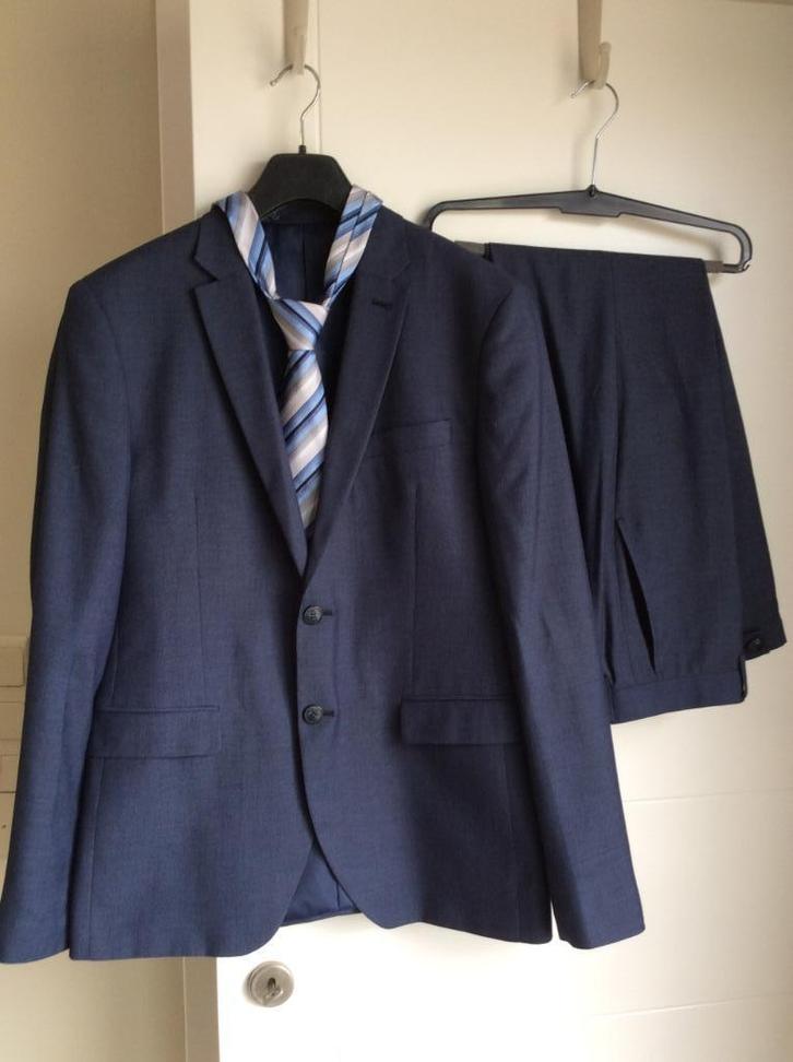 Kostuum 48/50 blauw, Kleding | Heren, Kostuums en vesten, Gedragen, Maat 48/50 (M), Blauw, Ophalen of Verzenden