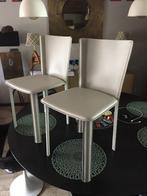 2 Italiaanse , zadellederen designstoelen . Als nieuw !, Huis en Inrichting, Stoelen, Ophalen, Zo goed als nieuw, Metaal, Twee