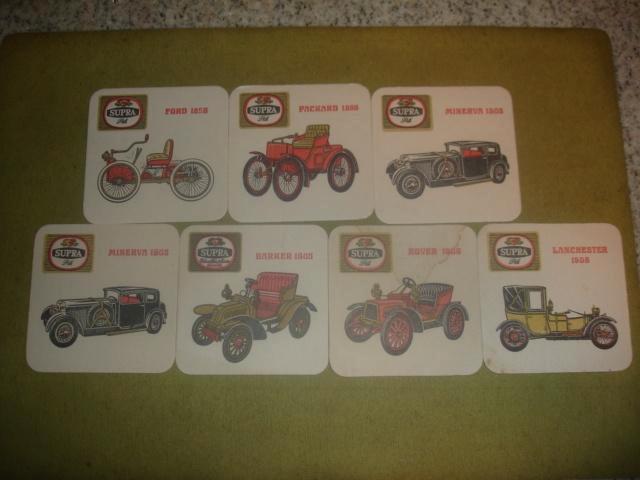 7 oude bierviltjes van Supra Chevalier Marin, auto's, Verzamelen, Biermerken, Zo goed als nieuw, Viltje(s), Overige merken, Ophalen of Verzenden