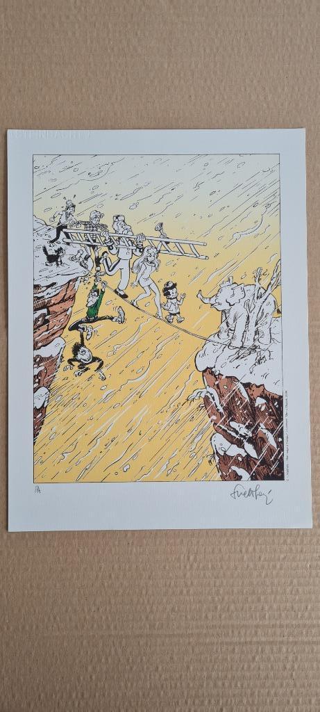 Zeefdruk Walthéry Hommage aan Francquin, zeldzame variant, Verzamelen, Overige Verzamelen, Zo goed als nieuw, Ophalen of Verzenden