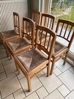 6 stoelen, hout met rieten zitting, Huis en Inrichting, Stoelen, Ophalen, Gebruikt, Riet of Rotan, Landelijke stijl