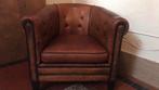 CHESTERFIELD SCHAPENLEDER ART DECO FAUTEUIL MET LABEL, Huis en Inrichting, Fauteuils, Ophalen, Zo goed als nieuw