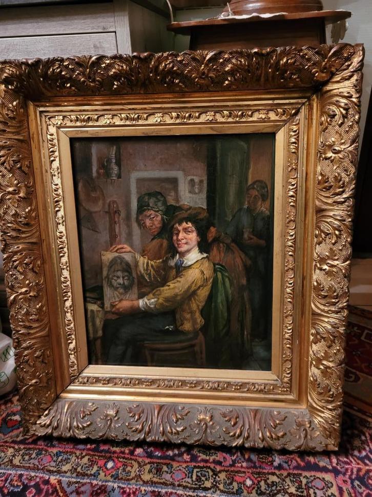 groot en mooi schilderij op eiken paneel, Antiek en Kunst, Kunst | Schilderijen | Klassiek, Ophalen