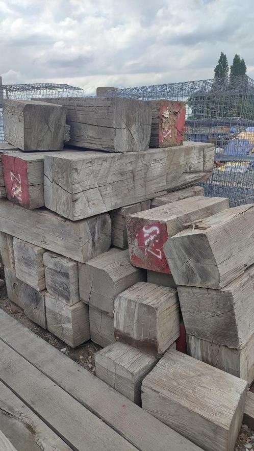 Grote hardhouten blokken / meerpalen, Doe-het-zelf en Bouw, Hout en Planken, Gebruikt, Balk, Overige houtsoorten, Minder dan 200 cm